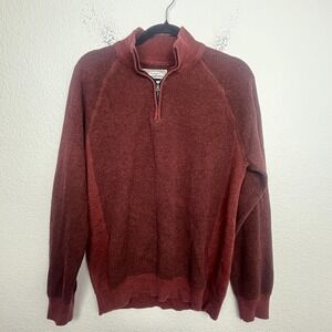 Flag & Anthem Henryville Sweater Mens XL Maroon Waffle Knit Mock Neck 1/4 Zip